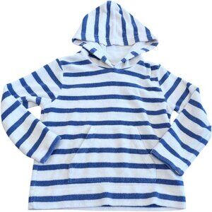 Mini Boden girls cotton terry blue stripe swim beach pool hooded cover up 7/8 Y
